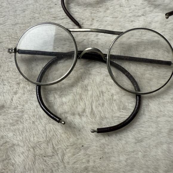 Vtg 40's American Optical Safety Spectacle Glasses Lot 2 Pairs Circle Steampunk - Picture 2 of 5